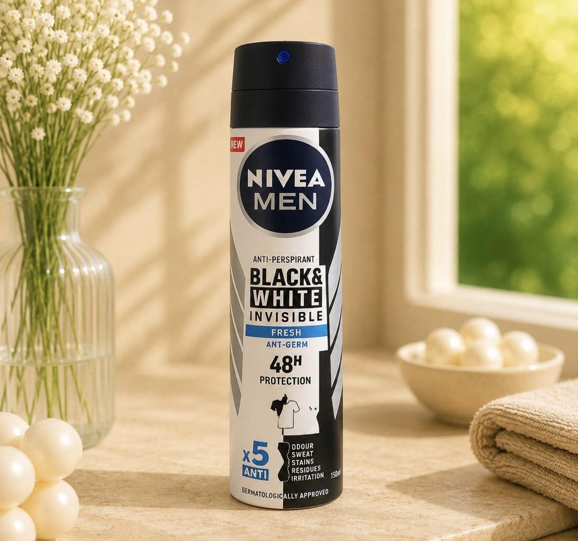 اسپری مردانه نیوا(Nivea)اورجینال مدل Black White invisible fresh
