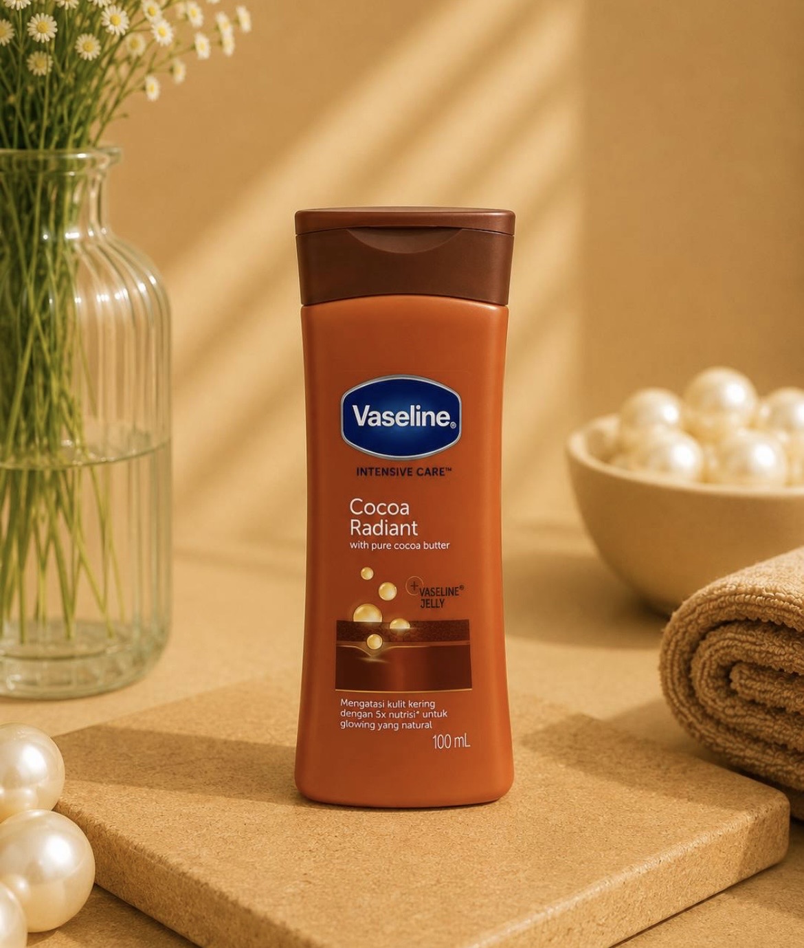 لوسیون بدن وازلین مدل cocoa radiant حجم ۱۰۰ میل